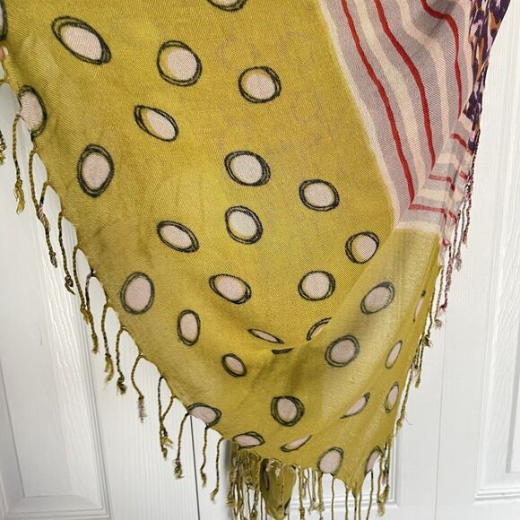 Women Viscose Fringed Scarf 68x26 In Multicolored - Picture 10 of 11